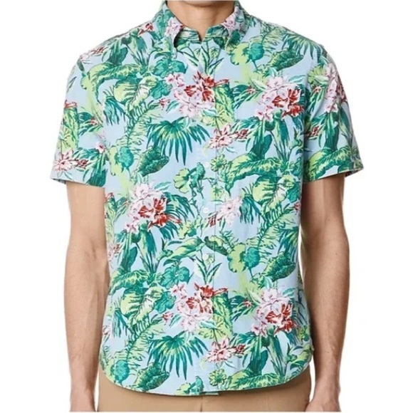 Ralph Lauren Mens Large Tropical Short Sleeve Button Down Shirt Summer - Picture 1 of 7